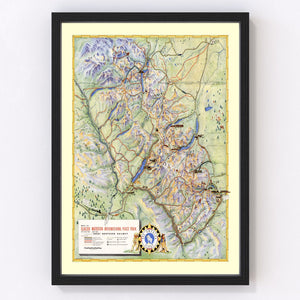 Vintage Map of Glacier National Park 1939