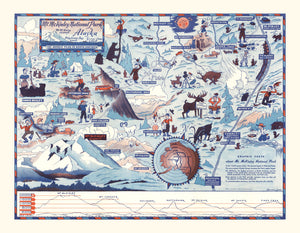 Vintage Map of Mt. McKinley National Park 1937