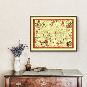 Vintage Map of United States 1952