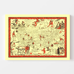 Vintage Map of United States 1952