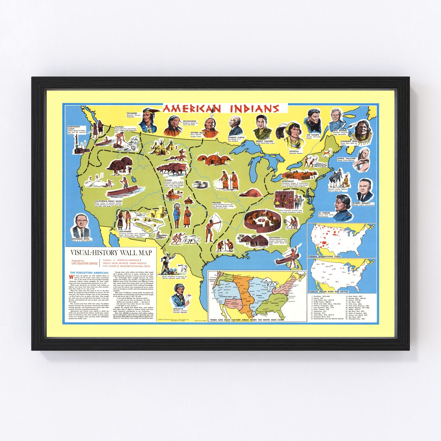 Vintage Map of United States 1966