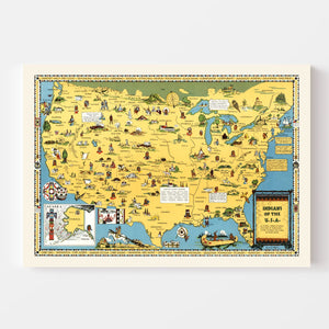 Vintage Map of United States 1944