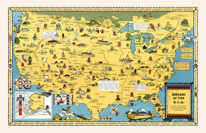 Vintage Map of United States 1944