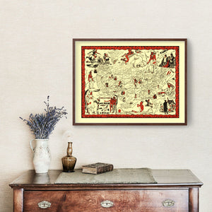 Vintage Map of United States 1952