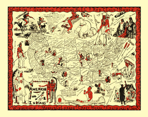 Vintage Map of United States 1952