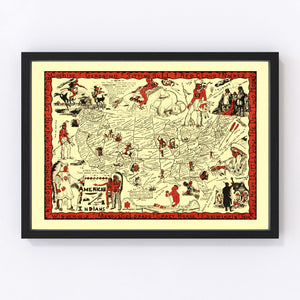 Vintage Map of United States 1952