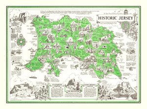 Vintage Map of Jersey, England 1957