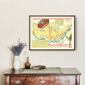 Vintage Map of United States 1942