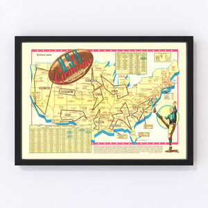 Vintage Map of United States 1942