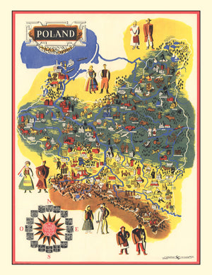 Vintage Map of Poland 1935