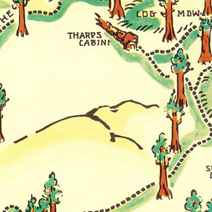 Vintage Map of Sequoia National Park 1954