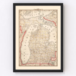 Vintage Map of Michigan 1882