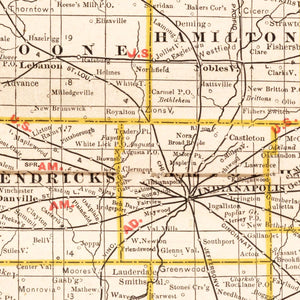Vintage Map of Indiana 1882