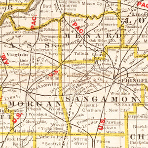 Vintage Map of Illinois 1882