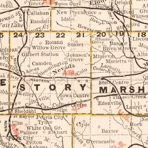 Vintage Railroad Map of Iowa 1882