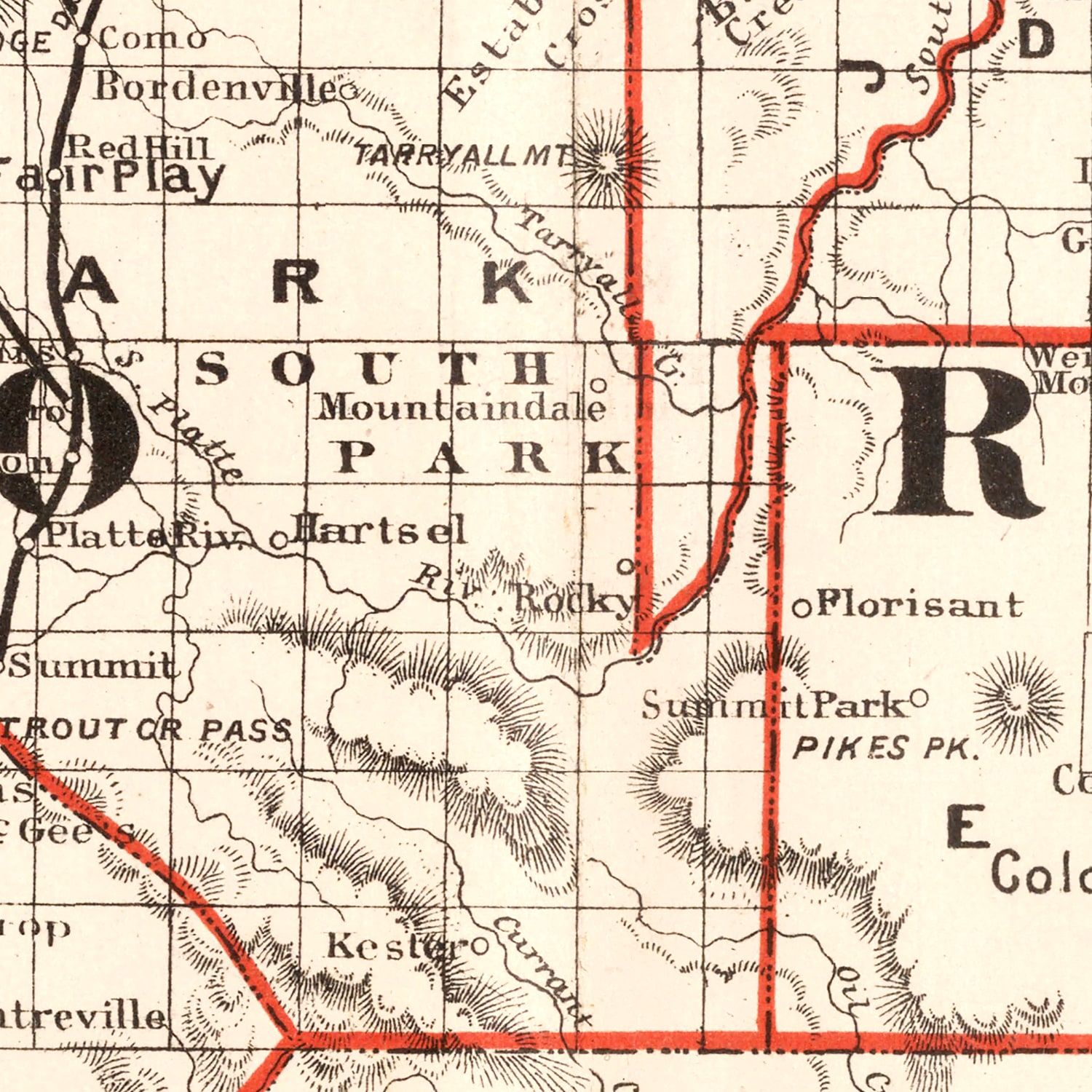 Vintage Railroad Map of Colorado 1882