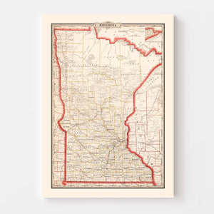 Vintage Map of Minnesota 1882