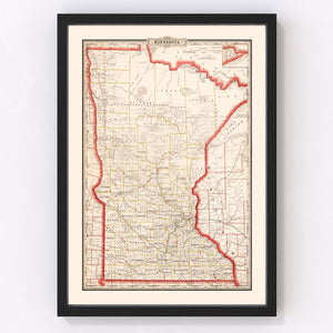 Vintage Map of Minnesota 1882