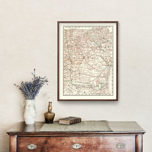 Vintage Railroad Map of Georgia 1882