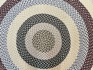 Round American Braided Rug 9x9 ft, Large Round Vintage Braided Rug, Multicolor
