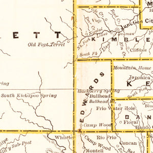 Vintage Railroad Map of Texas 1882
