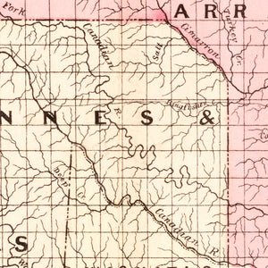 Vintage Railroad Map of Oklahoma 1882