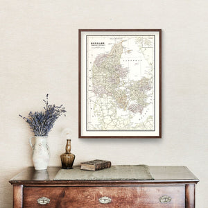 Vintage Map of Denmark 1901