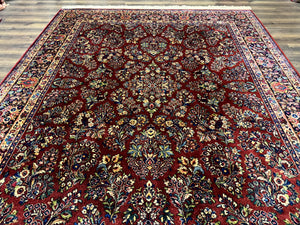 8.8 x 10.6 Karastan Red Sarouk Rug #785, Wool Pile Original 700 Series
