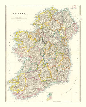 Vintage Map of Ireland 1884