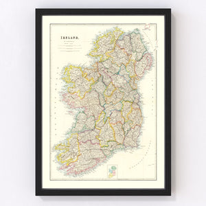 Vintage Map of Ireland 1884