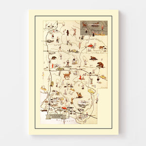 Vintage Map of Dickinson County, Michigan 1936