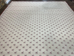 Stark Rug 12x14, Vintage Stark Carpet 12 x 14, Large Palace Size Rug, Beige, Repeated Floral Motif