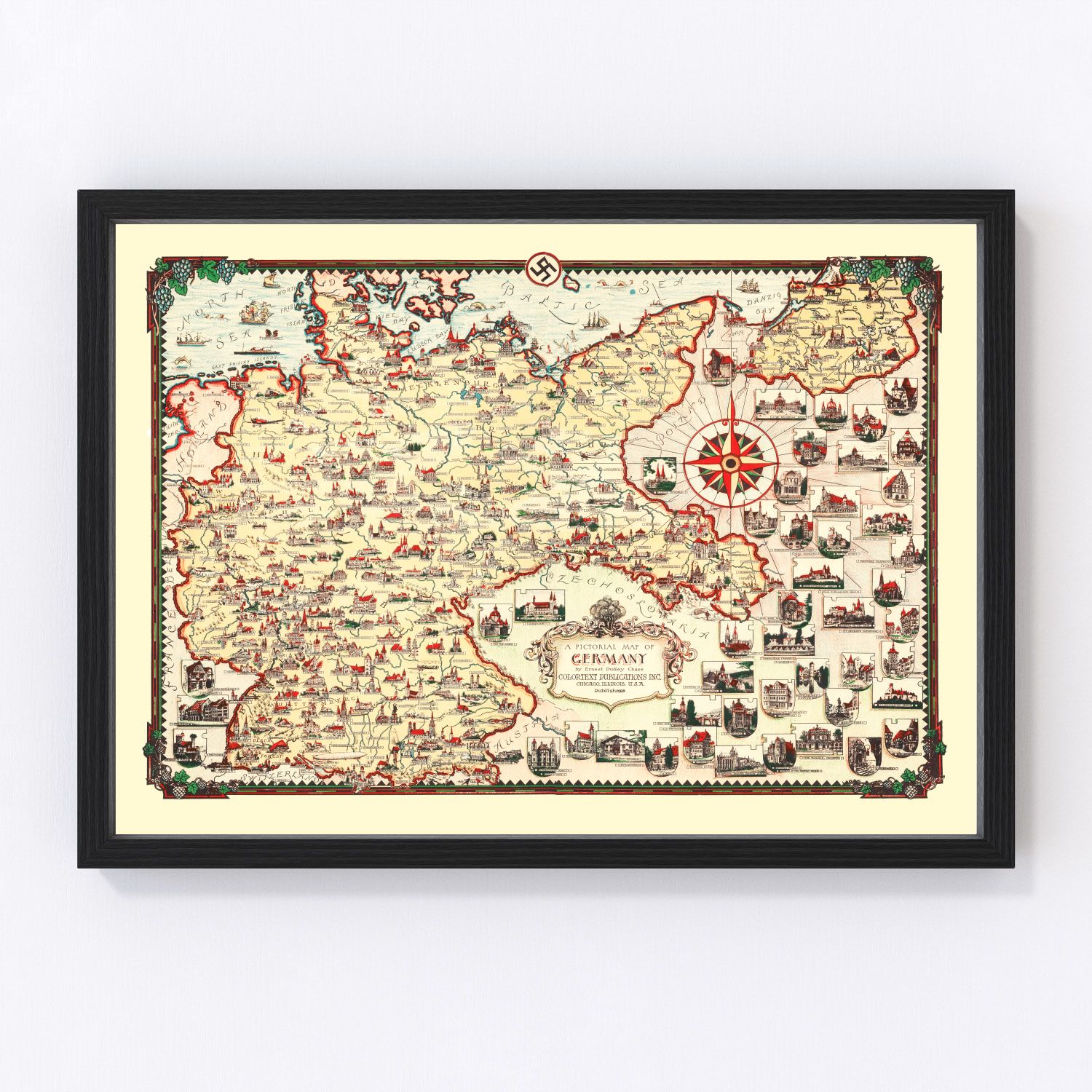 Vintage Pictorial Map of Germany 1935