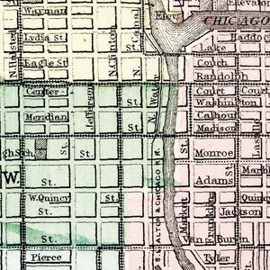 Vintage Map of Chicago, Illinois 1874
