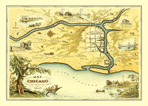 Vintage Map of Chicago, Illinois 1933