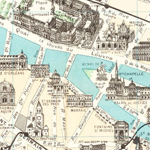 Vintage Map of Paris, France 1905