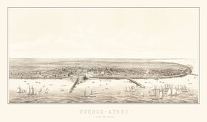 Vintage Map of Buenos Aires, Argentina 1880
