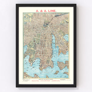 Vintage Map of Sydney, Australia 1902