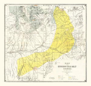 Vintage Map of the Gunnison Gold Belt in Colorado 1896