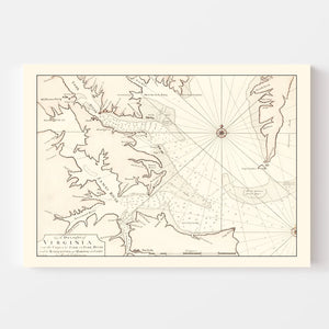 Vintage Map of Virginia 1742