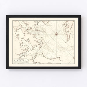 Vintage Map of Virginia 1742