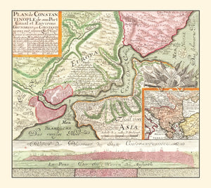 Vintage Map of Istanbul, Turkey 1740