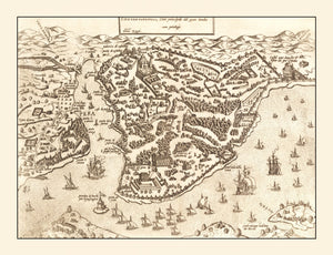 Vintage Map of Constantinople, Turkey 1572
