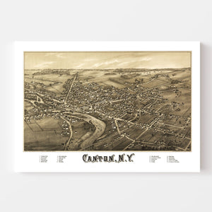 Vintage Map of Canton, New York 1885