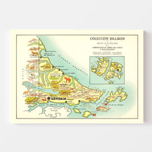 Vintage Map of Tierra del Fuego, 1933