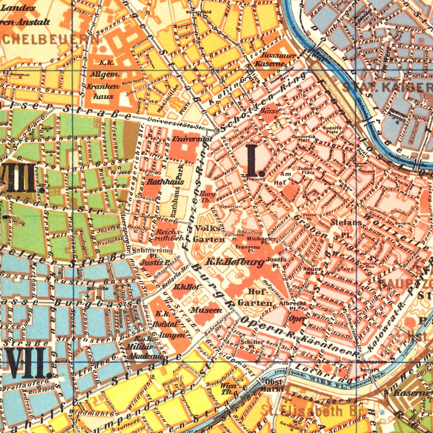 Vintage Map of Vienna, Austria 1895
