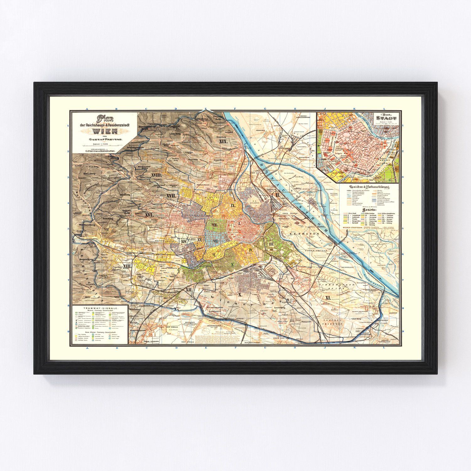 Vintage Map of Vienna, Austria 1895
