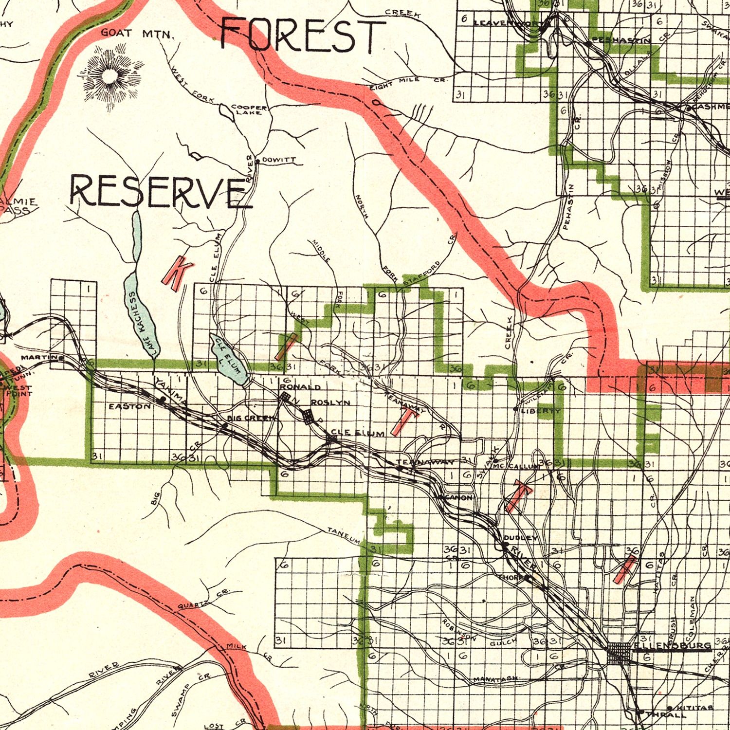 Vintage Map of Washington 1909