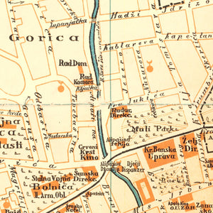 Vintage Map of Sarajevo, Bosnia 1932