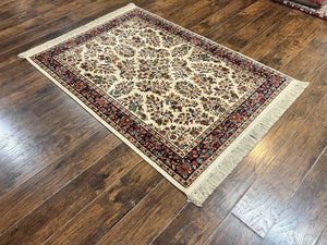 Karastan Rug 4x6, Karastan Ivory Sarouk #760 Wool Carpet, Vintage Original Collection 700 Series Discontinued, Floral Oriental Rug